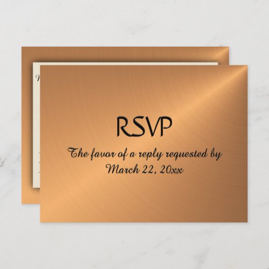 Menu de brillance en cuivre RSVP (Devant / Derrière)