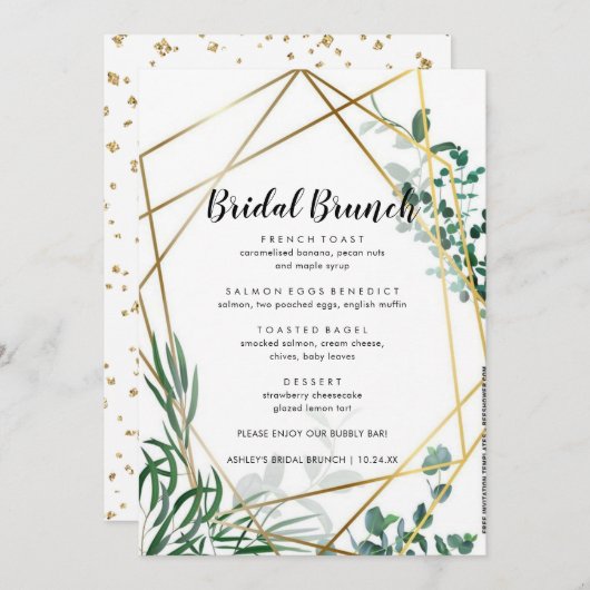 Menu de Brunch Feuille de la verdure (Devant / Derrière)