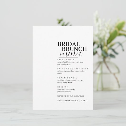 Menu de brunch nuptial de texte minimal Serif (Debout devant)