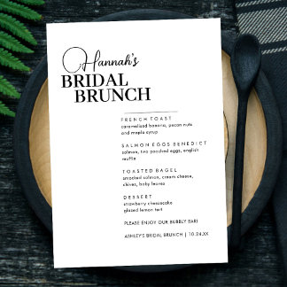 Menu de Brunch nuptial minimal de script moderne