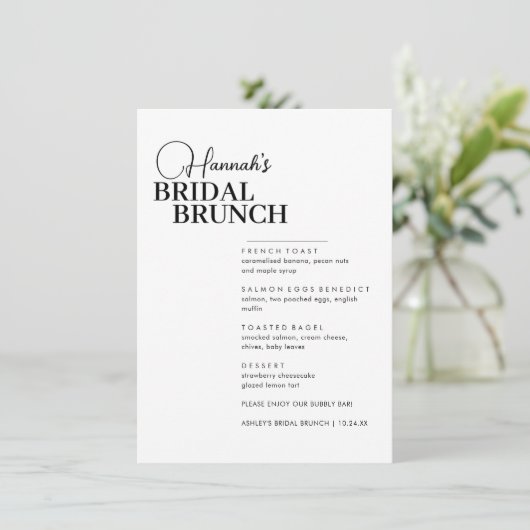 Menu de Brunch nuptial minimal de script moderne (Debout devant)