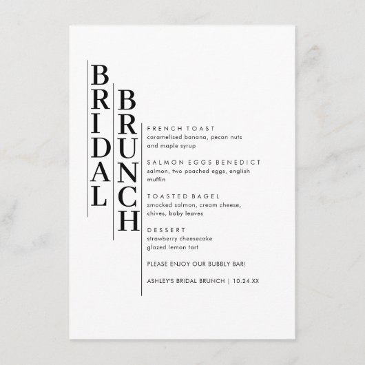 Menu de brunch nuptial minimaliste moderne (Devant)