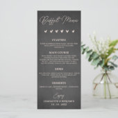 Menu de buffet de mariage en charbon rustique noir (Debout devant)