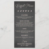 Menu de buffet de mariage en charbon rustique noir (Devant)