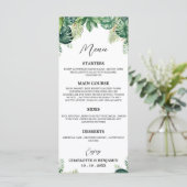 Menu de buffet de mariage Tropical Leaf (Debout devant)