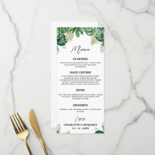 Menu de buffet de mariage Tropical Leaf