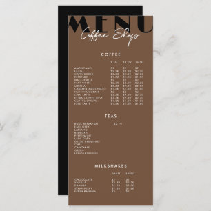 Menu de café minimaliste moderne