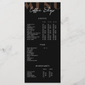Menu de café minimaliste moderne noir (Devant)