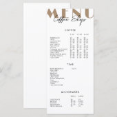 Menu de café moderne minimaliste (Devant / Derrière)