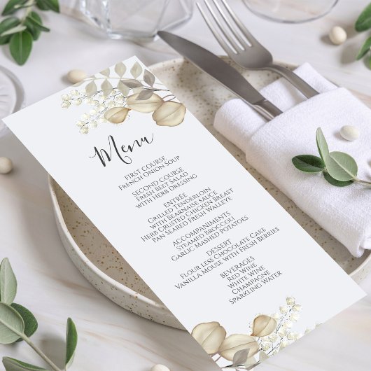 Menu de calligraphie de verdure mariage Script