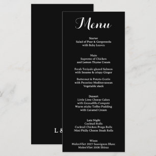 Menu de calligraphie élégant noir et blanc traditi