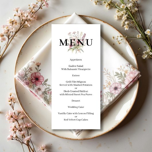 Menu de calligraphie florale de printemps