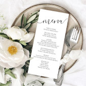 Menu de calligraphie Mariage noir et blanc