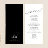 Menu de calligraphie Mariage noir et blanc