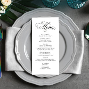Menu de calligraphie Mariage noir et blanc