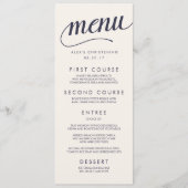 Menu de calligraphie marine et crème (Devant)