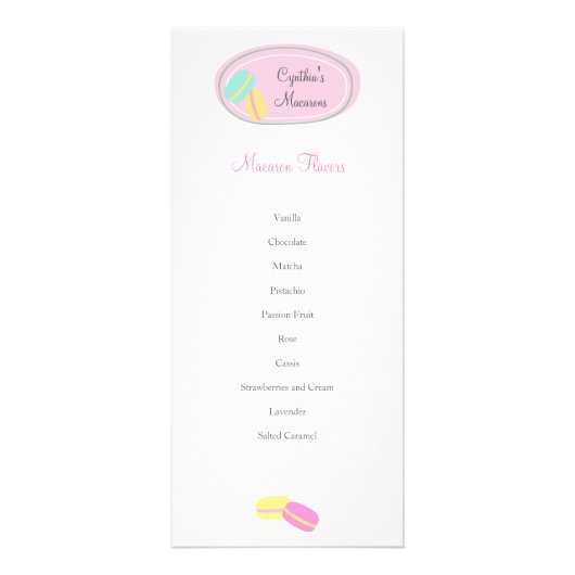MENU DE CARTE EN Rack D'Affaires Macaron CUTE (Devant)