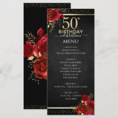 Menu de célébration des 50 ans avec des roses roug (Devant / Derrière)