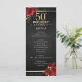 Menu de célébration des 50 ans avec des roses roug (Debout devant)