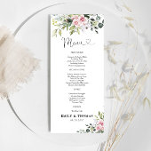 Menu de cérémonie Mariage vert rose pâle