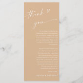 Menu de cérémonie minimaliste des Mariages (Dos)