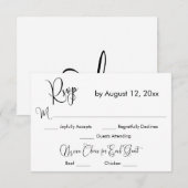 Menu de choix de réponse simple calligraphié noir  (Devant / Derrière)