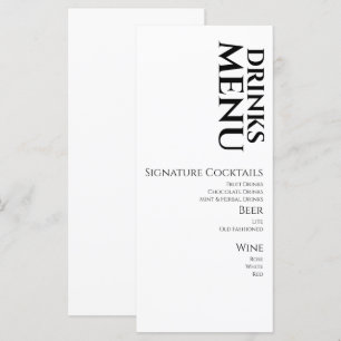 Menu de cocktail de boissons simples pour mariage