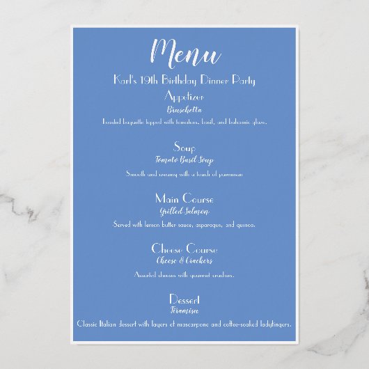 Menu de cocktail de luxe bleu barbeau et or (Verso)