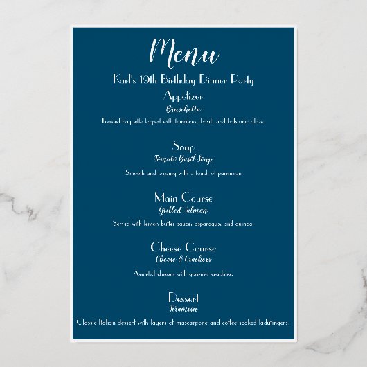 Menu de cocktail de luxe doré pour soirée (Verso)