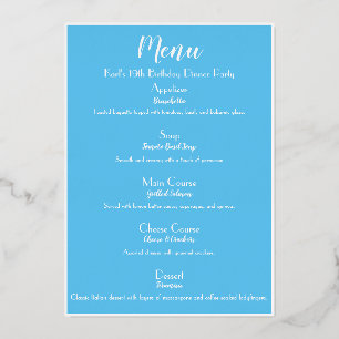 Menu de cocktail de luxe SkyBlue Gold Party