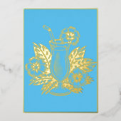 Menu de cocktail de luxe SkyBlue Gold pour soirée (Recto)