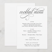 Menu de cocktail de mariage luxueux avec calligrap (Devant / Derrière)