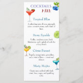 Menu de cocktails saisonniers avec fraise à l'aqua (Devant)