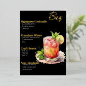 Menu de cocktails sophistiqué avec feuille d'or (Debout devant)