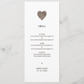 Menu de coeur de bois rustique mariage (Devant)