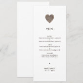 Menu de coeur de bois rustique mariage (Devant / Derrière)