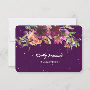 Menu de Confetti en or violet profond Noir RSVP