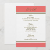 Menu de corail de mariage de rayure simple (Devant / Derrière)