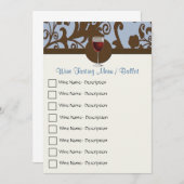 Menu de dégustation de vin Damas Brown et bleu (Devant / Derrière)