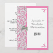Menu de dentelle traditionnelle rose et blanc (Devant / Derrière)