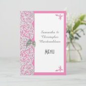 Menu de dentelle traditionnelle rose et blanc (Debout devant)