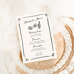 Menu de desserts de mariage dessiné à la main de m