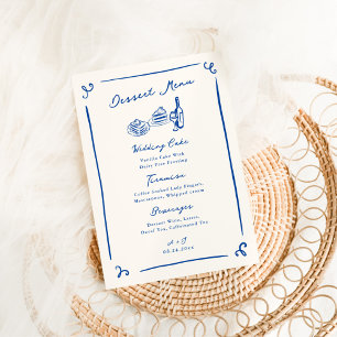 Menu de desserts de mariage naval dessiné à la mai