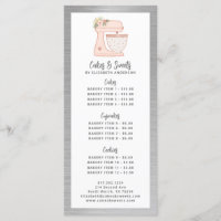 Menu de desserts du chef pâtissier de boulangerie