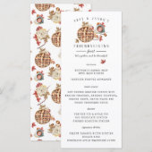 Menu de dîner aquarelle Fête de Thanksgiving (Devant / Derrière)
