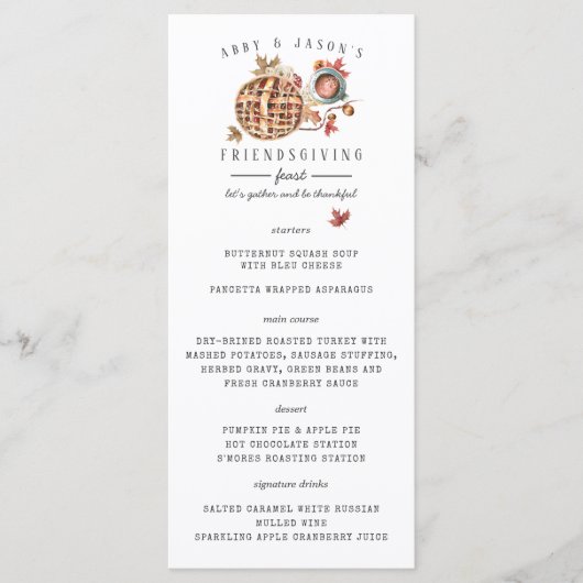 Menu de dîner aquarelle Fête de Thanksgiving (Devant)