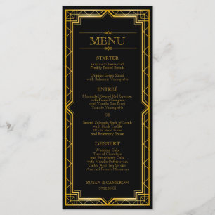 Menu de dîner Art Déco Gatsby Couleur modifiable