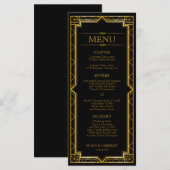 Menu de dîner Art Déco Gatsby | Couleur modifiable (Devant / Derrière)