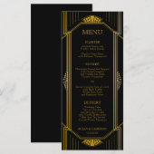 Menu de dîner Art Déco Gatsby | Couleur modifiable (Devant / Derrière)
