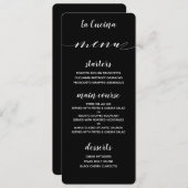 Menu de dîner classique en calligraphie blanche su (Devant / Derrière)